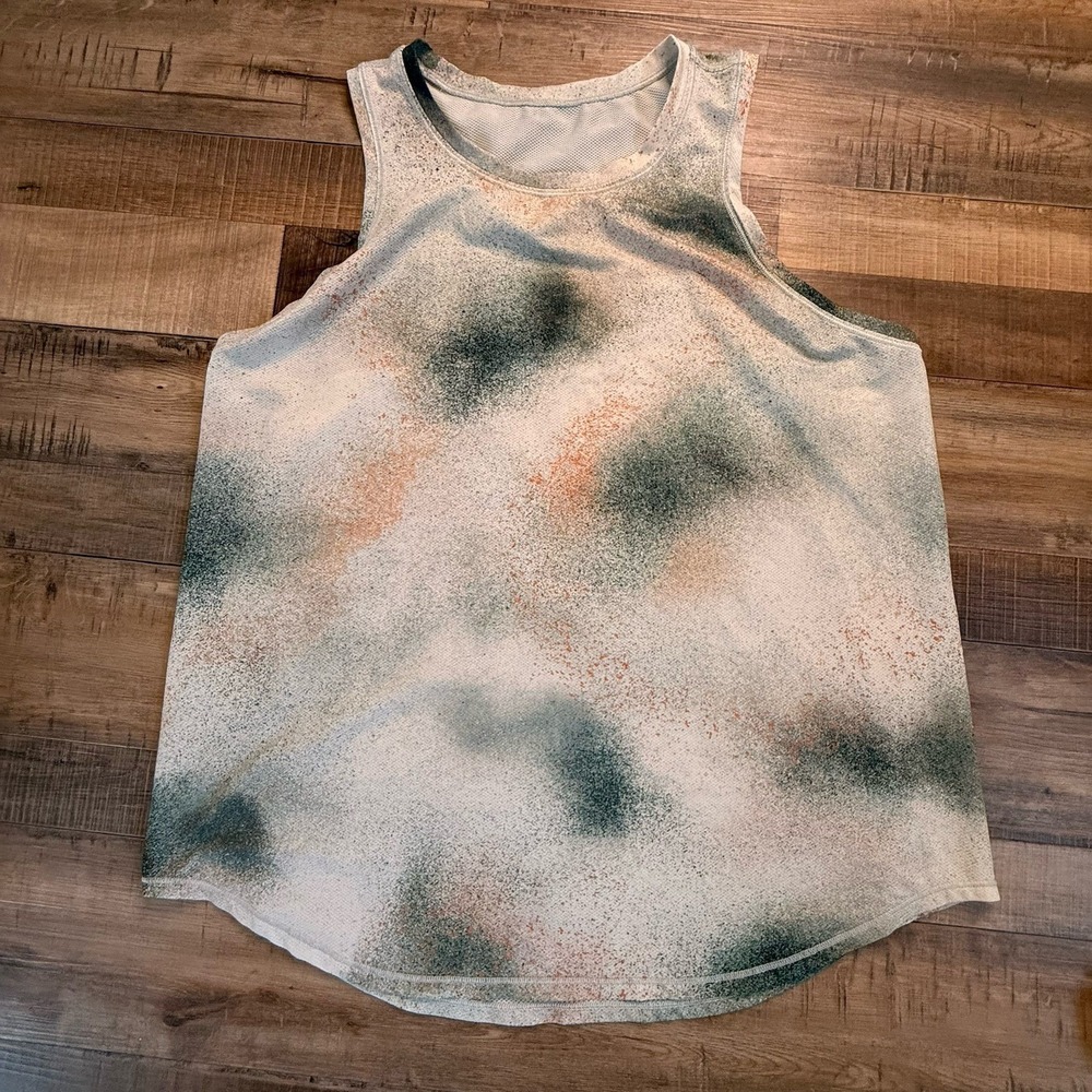 Lululemon High Neck Running And Training Tank Top White Reflective Shine SZ 2